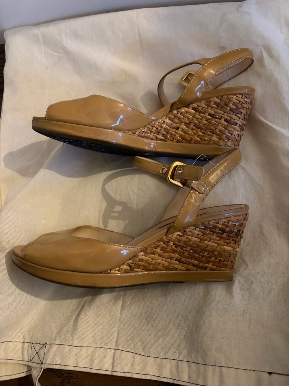 Prada Beige Leather Open-Toe Slingback Sandals - Picture 4 of 6
